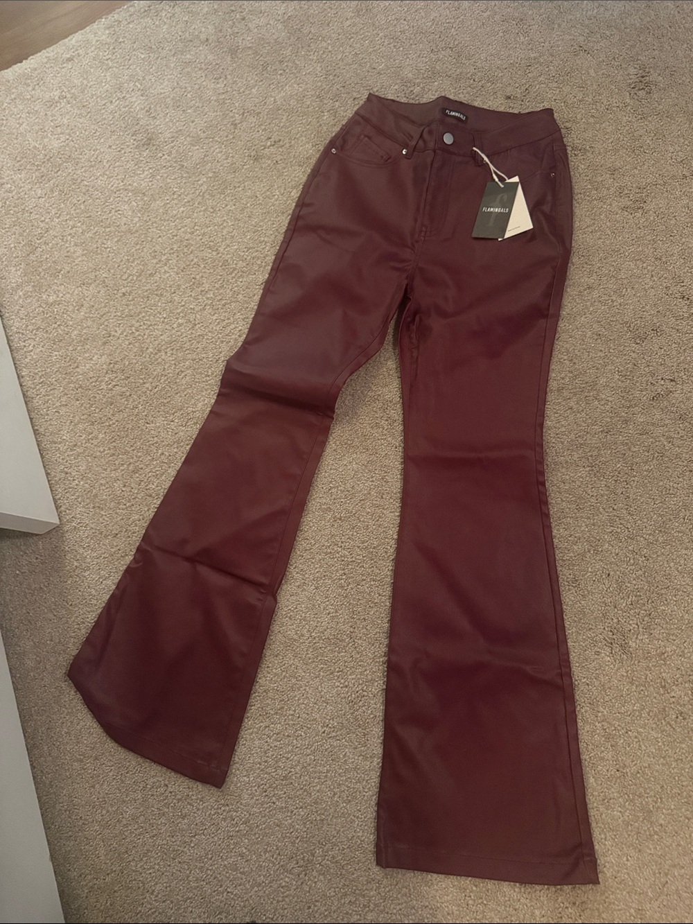 Flare Wide-Leg Pants in Deep Burgundy by FRAME